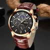 Lige Mens Watches Top Brand Luxury Brown Leather Casual Quartz Watch Men Sport Relógio à prova d'água Relógio Relogio Masculino 240409