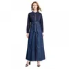 Casual Dresses 2024 Muslim For Women Elegant Female Long One-piece Denim Dress Gown Office Lady's Commuting Clothes Feminine Outfits