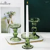 Kaarsenhouders Europese stijl Groene glas kandelaardecoratie Accessoires Vintage kristal bruiloft Decoratief woondecoratie