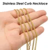 Chains 50 Pieces Stainless Steel Curb Chain Necklace Gold Color Cuban For Women Jewelry Making