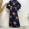 Vêtements ethniques musulmans de grande taille de la taille arabe Dubaï Dubaï Femme Islamique Robe robe saoudie Malaisie à manches longues élégantes