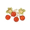 Brooches Elegant High-end Orange Persimmon Brooch Lovely Women's Alloy Fruit Plant Casual Wedding Luxury Jewelry Accessories Clothing