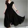 in Women Elegant Chiffon Long Evening Dress Sexy Deep Vneck Short Sleeve Bridesmaid Dresses Slim Waist Plus Size 5XL 240416