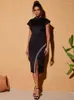 Повседневные платья вечеринка вечер для женщин 2024 Летняя одежда с коротким рукавом Bodycon Maxi Robe Африканский выпускной платье Офис.