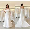 Robes de mariée de sirène de belle taille plus taille pour les femmes mariées satin sans balayage sans balayage sceond robe de réception bohème