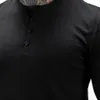 Man Fashion T Shirt عرض أزياء عادية اللون طويل الأكمام عالي الجودة قميص بولو قميص رديء للياقة البدنية تي شيرت 240408