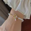 Strand 2024 French Retro Creativity Tulip Bracelet Summer Imitation Pearl Flower Painted Accessories Gifts For Students