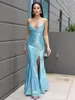 Robes de fête Luxury Sequin Slip Lace Up Long Cocktail Robe Backless Hollow Out V Neck MAXI ROBE CÉLÉBRITÉE FEMMES PROM