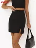 Scherma elegante ufficio Lady Black Women 2024 Summer Solid Elastic Waist Mini Fashion Party Sexy Flit sexy