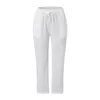 Women's Pants 2024 Fashion Casual Cotton Thin Breathable Hollow Stitching String Solid Color Pantalones De Mujer