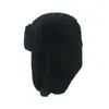 Berets Winter Warm Bomber Hat Cap Men's Women's Lamb Wool Thick Wind Proof Fur