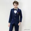 Pakken grote tiener Tuxedo jurk kinderen danskostuum bloemjongen trouwpak kinderen formeel jasje vest broeken 3 stcs feestfoto set