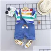 Kledingsets zomer pasgeboren babyjongens kleren voor 1 jaar verjaardagjongen outfit t-shirts riem shorts pakken baby's drop levering baby, k otyw3