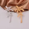 Brooches Fashion Glossy Stainless Steel Coconut Tree Shape Anti-glare Brooch Gold Color Cardigan Buckle Collar Clip Pin Accessories