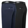 Pantaloni da giacimento da uomo pantaloni di business nero business casual pantaloni primaverile autunno coreano secco secco blu scuro uomo dritto 240415