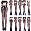 Chaussettes sexy collants sexy femmes féminin collants de poisson noir dame cote à hauteur jacquard bassages transparents printemps tt30 240416