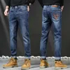 Heren jeans ontwerper luxe high -end heren jeans vrije tijd slanke fit kleine voet elastisch katoen borduurwerk merk herfst en winter nieuw