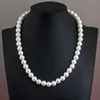 Pearl necklace female mother glass imitation pearl white round bead jewelry cheongsam accessories clavicle chain neck chain