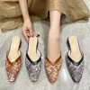 Casual Shoes Big Size Women Slippers Ladies Round Toe Designer Luxury 2024 Rhinestone Fur Crystal Diamond Mules Flats