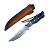 다마스커스 VG10 강철 야외 생존 똑바로 날카로운 손 처리 고기 작은 칼
