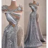 Новый арабский азо Эби Свернистые серебряные роскошные выпускные платья.
