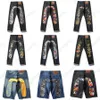 evisue jeans m-formade broderier korta jeans raka rör breda ben byxor hip hop y2k kant gata storlek 28-40