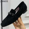 Casual Shoes Formal Ladies Office Dress Work Loafers Suede Leather Round Toe Flat Heel Brand Designer Women