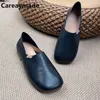 Sapatos casuais CareAyyMade-Genuine Couro redondo de cabeça redonda de cor sólido