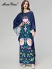 Sukienki swobodne Moaayina Spring Fashion Designer Vintage Real Dress Women's Batwing Rleeve Diamentowe cekiny koraliki luźne długie