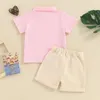 Ensembles de vêtements Beqeuewll Toddler Girls Boys Shorts Short Butte Button Bouton vers le haut et la couleur unie pendant 1 à 5 ans