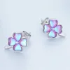 Stud -oorbellen Zelfproduct Origineel 925 Sterling Silver Glaygrass Charms Blue Pink Fantasy Gradient Four For Women