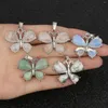 Pendant Necklaces 1pc Natural Stone Butterfly With Standing Holder Case And Chain Charm Set For Jewelry Making DIY Necklace Gift Women