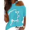 Dames T-shirts Europese en Amerikaanse vrijetijdsbestand Off-shoulder T-shirt met korte mouwen