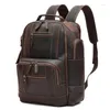 Backpack Big Large Highend Vintage Brown Thick Genuine Crazy Horse Leather A4 15.6'' Laptop Women Men Cowhide Travel Bag M6597