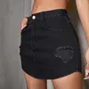 Kvinnors jeans höga midja rippade fashionabla shorts