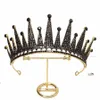 Tiara d'oro antiche e corone antiche di corona di rineste nera vintage per le donne Accories Party Beliep di gioielli Gift N4JY#