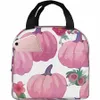 Borsa da pranzo riutilizzabile Pumpkin rosa Ringraziamento Borsa da pranzo isolata da pranzo resistente Box da pranzo 38K8#