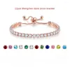 Link Bracelets Zirconia Crystal Tennis for Women 4mm Color Round Girl Ajuste Jewelry Party Kit Bracelet Maker