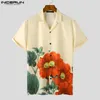 Herren Traursuits Incerun Männer Hawaiian Sets Blumendrucks Sommer Revers Short Sleeve Shirts Shorts 2PCS Streetwear Urlaub 2024 Anzüge