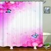 Duschvorhänge 3D schöne Kirschblüte rosa Blumen Badezimmer Vorhang Polyester Waschbar Stoff Dekorative Vorhänge180 200 cm