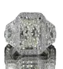 Rozmiar 610 Unikalne pierścionki ślubne luksusowa biżuteria 925 srebrna księżniczka cięta biała topaz duże cz diamentowe kamienie wieczne WOM5818022
