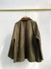 Kvinnorjackor Army Green Casual Jacket Corduroy Splicing Turn-Down Collar Autumn och Winter Kvinnlig Loose Cotton Coat