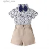 rompers leadwind 0-3y Baby Boys Gentleman Outfit Summer Floral Print Plemsuit Plext Beach with Bow Tie and Disual Shorts L410