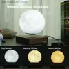 Lamps Shades Suspended 3D moon light LED neon night light 360 rotating magnetic bedside light with wooden base and magnetic gift Q240416