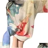 Pandineurs pour femmes aquarelle iti Sweater lâche longue fine tie-dye automne à manches longues en tricot à manches longues