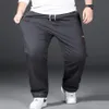 Plus Size 12XL Pants Men Casual Trousers Elastic Waist Straight Male Fashion Grey Black Big 10XL 240415