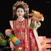 Ethnic Clothing 2024 Xiuhe Dress Bride Bridal Gown Chinese Wedding Red Glitter High-end Toasting Longfeng Coat Tang Suit