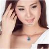 Pendant Necklaces Fashion Luxury Fl Diamond Large Loose Stone Gemstone 18K Gold Plated Caibao Necklace Swiss Blue Topaz Drop Deliver Dhwlm