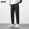 Hiqor Summer Thin Straight Byxor för män 2024 Högkvalitativ bomullsfast baggy mens byxor lyx homme korean casual 240415