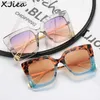 Lunettes de soleil XJIEA Lunettes surdimensionnées Femmes 2024 Luxury Brand Quality Anti-Blue Light Eyewear Big Frame Rectangle Retro Leopard Print Sungass Y240416